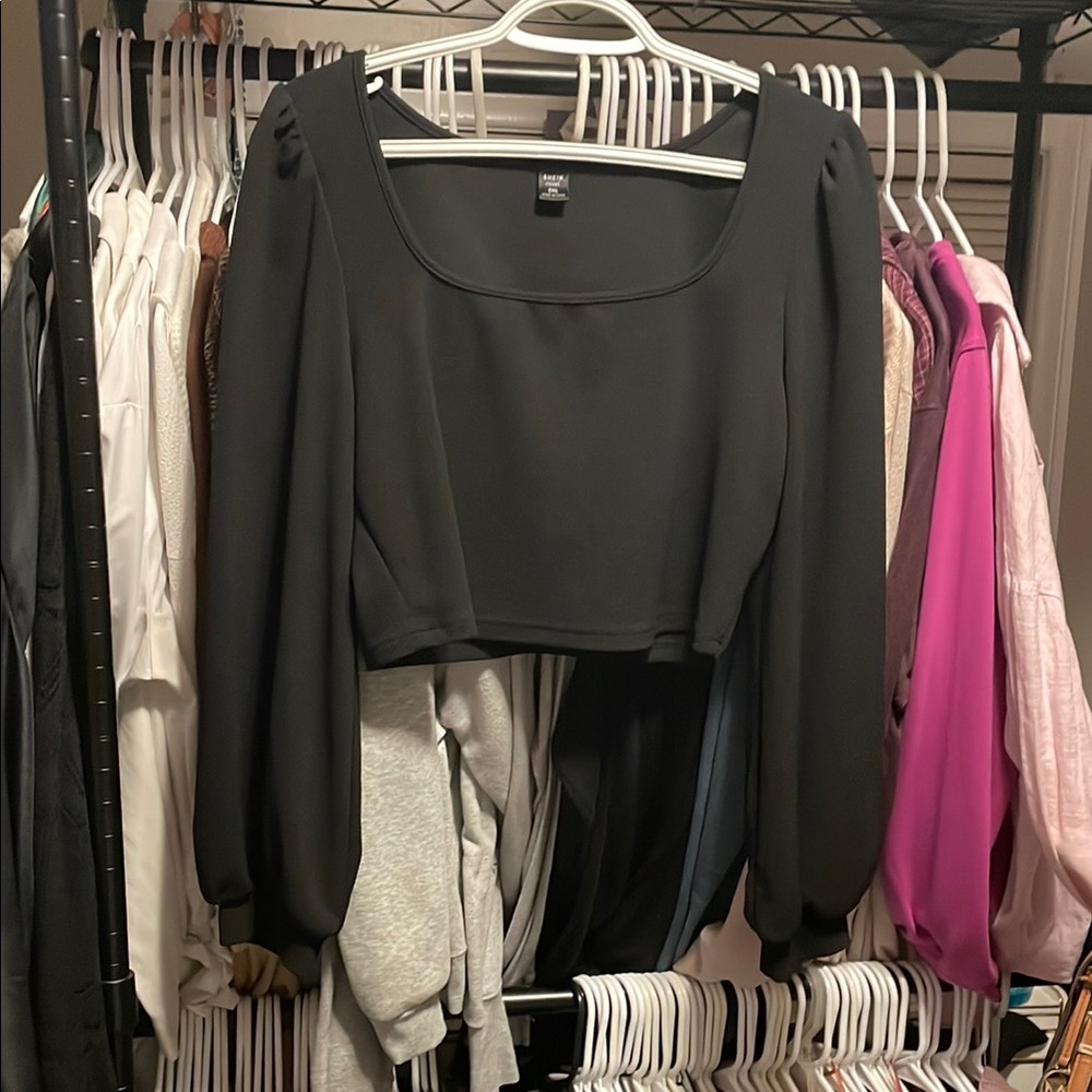 SHEIN Curve Square-Neck Black Crop Top – 0XL